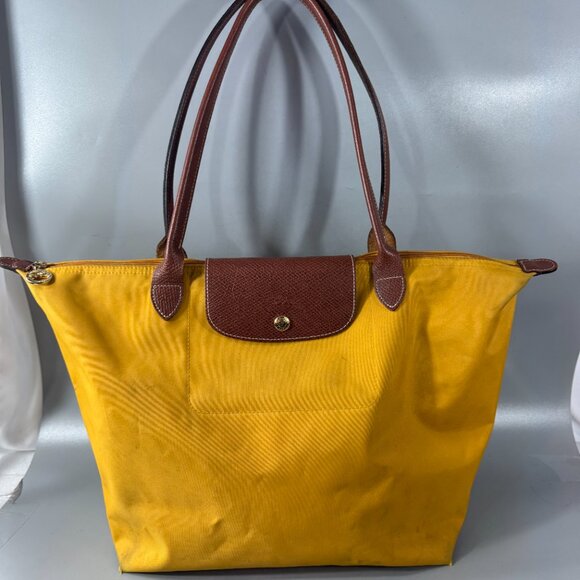 Longchamp Le Pliage Large Mustard Tote Bag - Picture 1 of 14